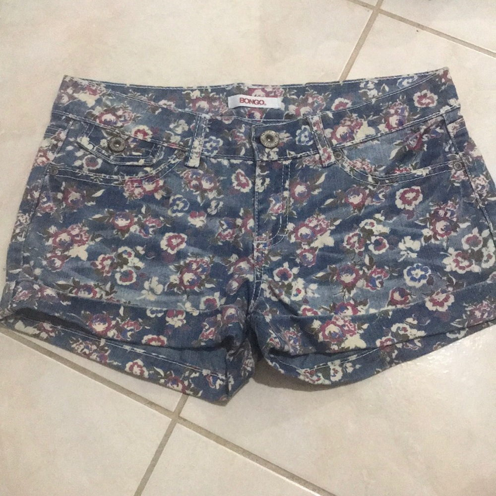 Flower print shorts.